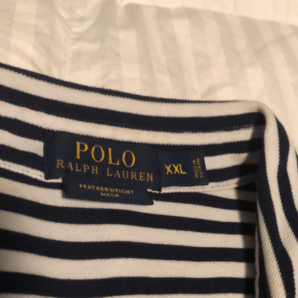 Navy Striped Polo XXL - Picture 4 of 5